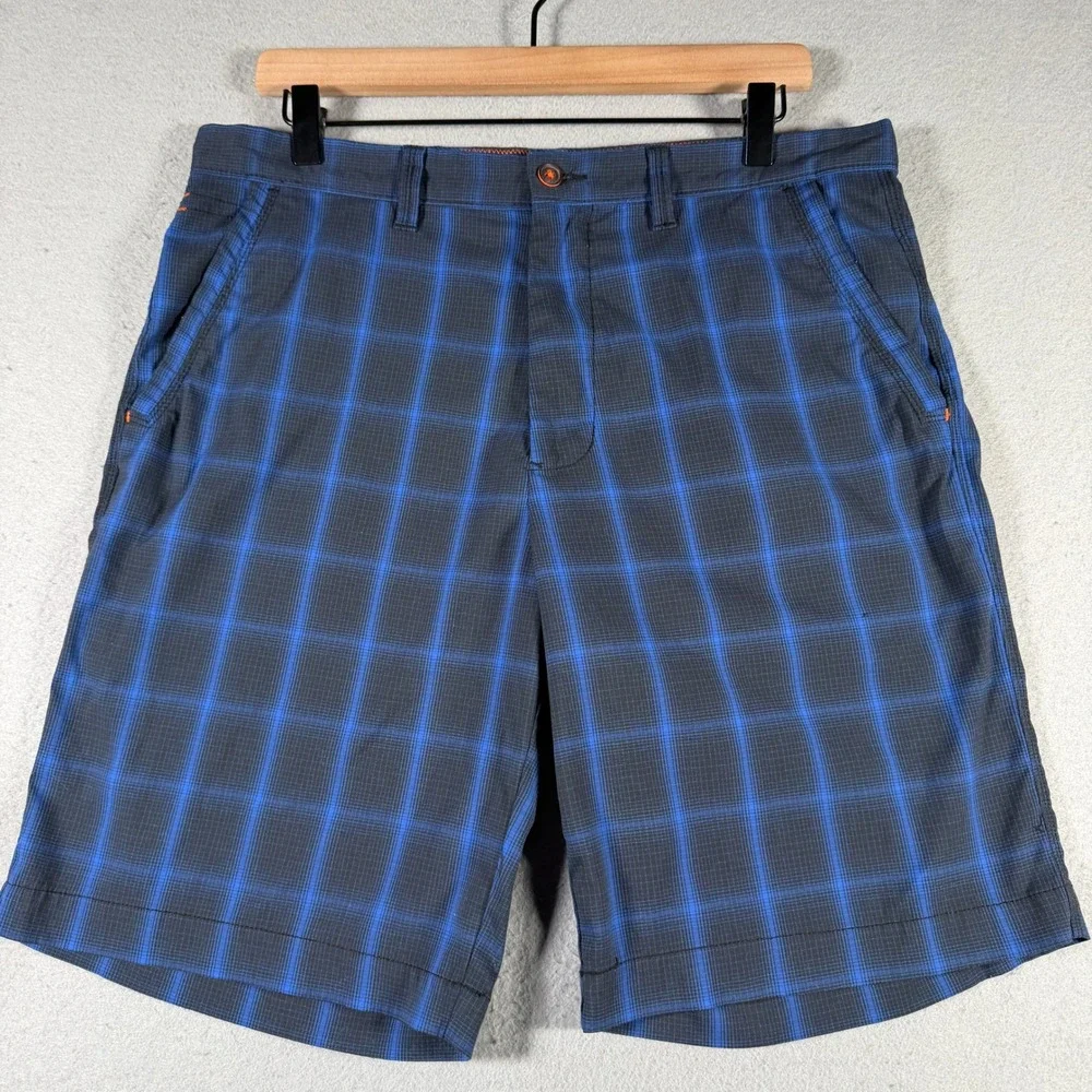 Tommy Bahama Paradise Tech‎ Mens Blue Plaid Performance Shorts Size 33 34x9